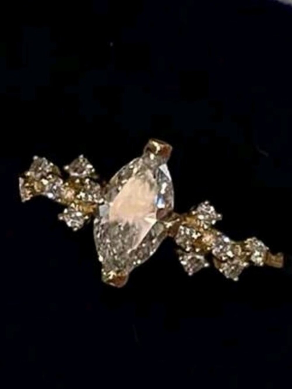 BRAND NEW ** Delicate Marquise-Center Cubic Zirconia Cuff Ring in Gold